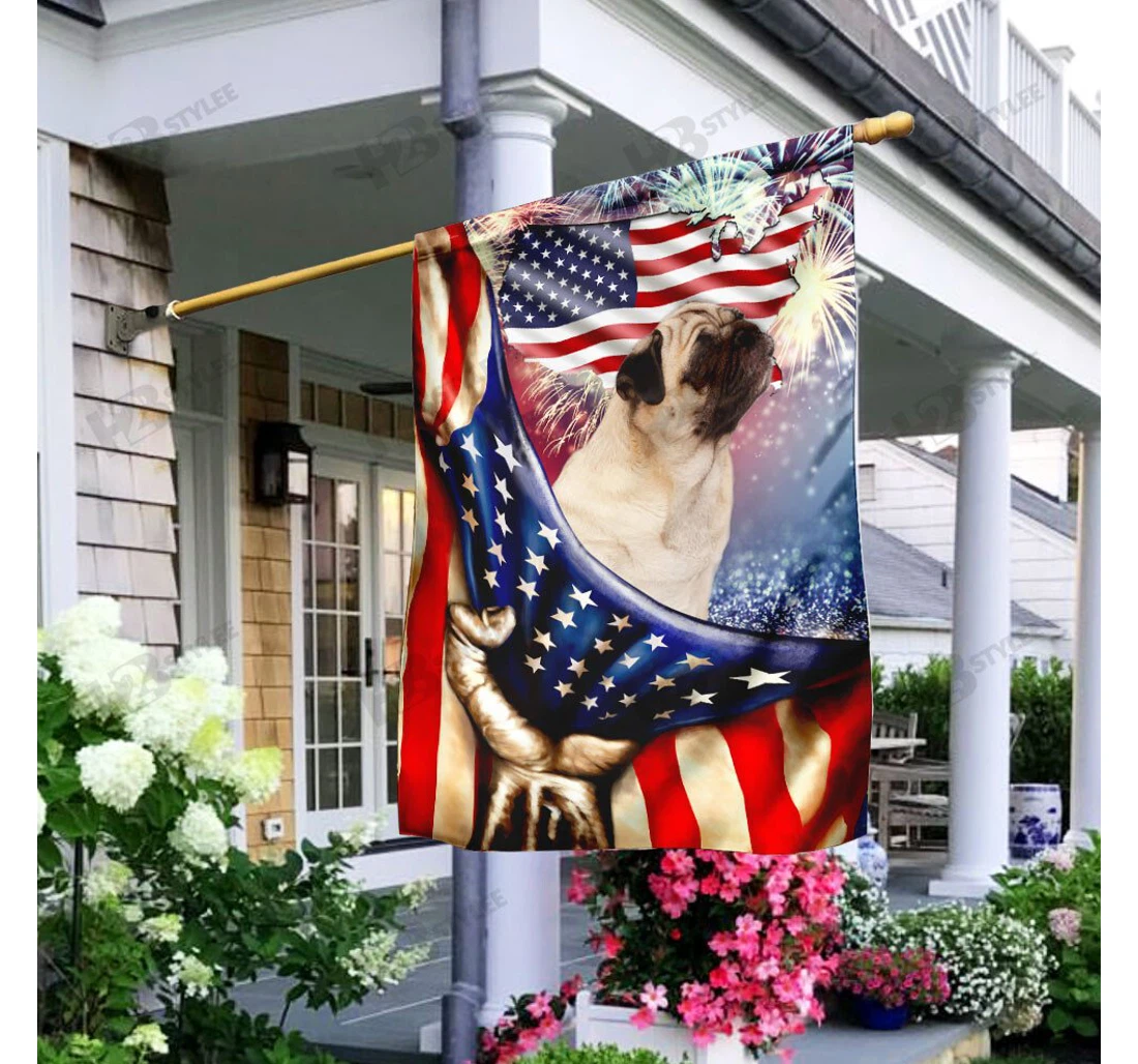 Happy Independence Day Pug Double-Sided, UV And Fade - Resistant Flag