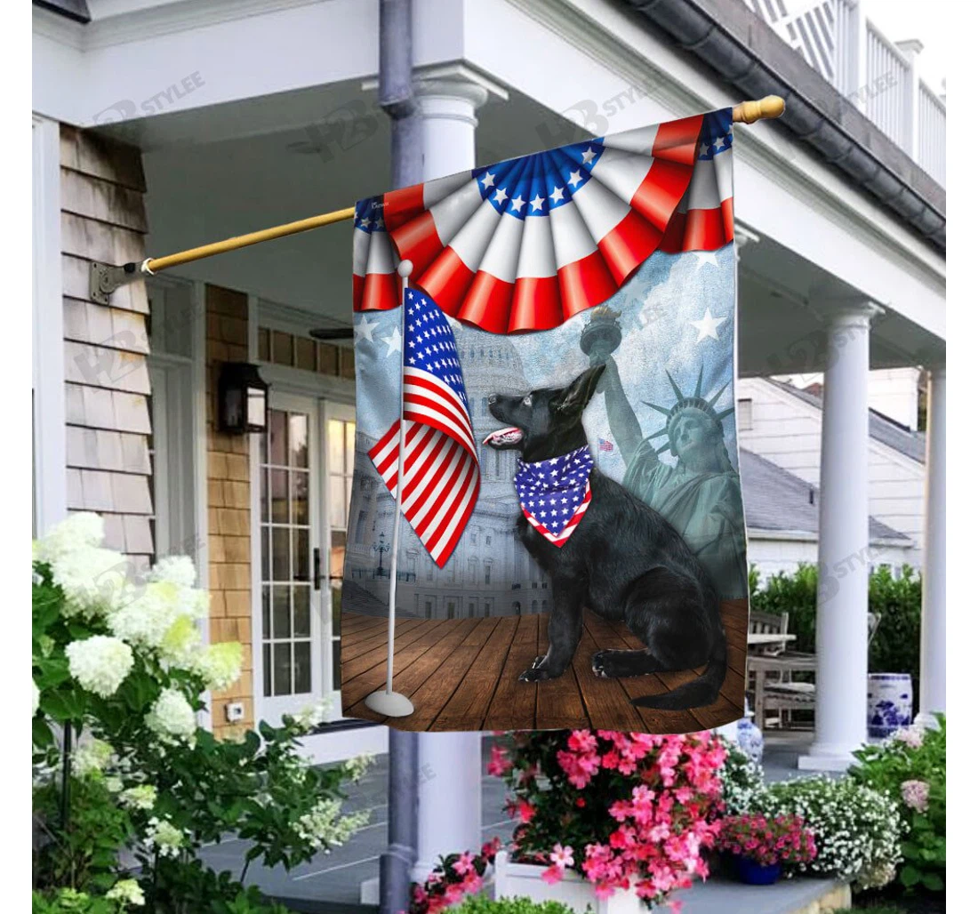 Patriotic Black German Shepherd 4th Of July Independence Day American Double-Sided, UV And Fade - Resistant Flag