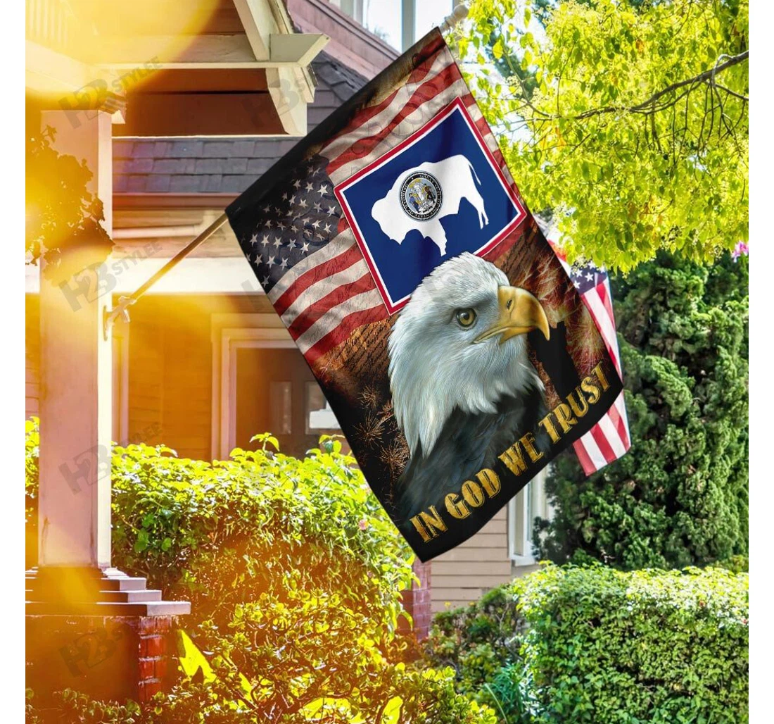 Wyoming State Patriotic American Independence Day Double-Sided, UV And Fade - Resistant Flag