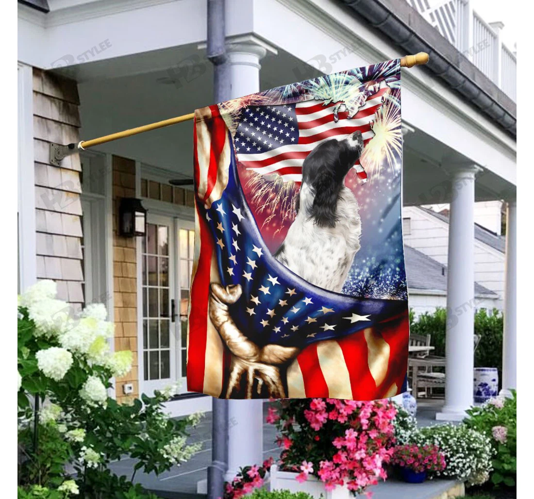 Happy Independence Day English Springer Spaniel Double-Sided, UV And Fade - Resistant Flag