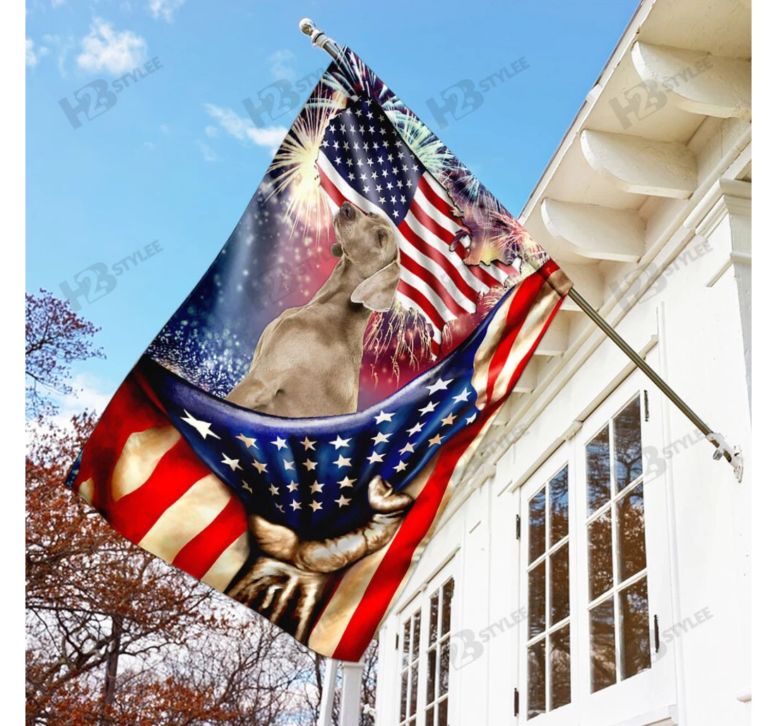 Happy Independence Day Weimaraner Double-Sided, UV And Fade - Resistant Flag