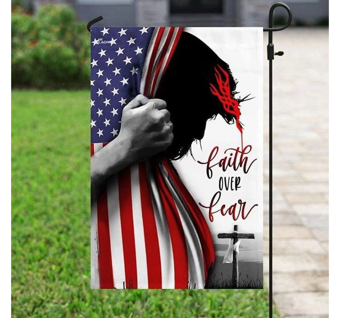 Faith Over Fear Double-Sided, UV And Fade - Resistant Flag