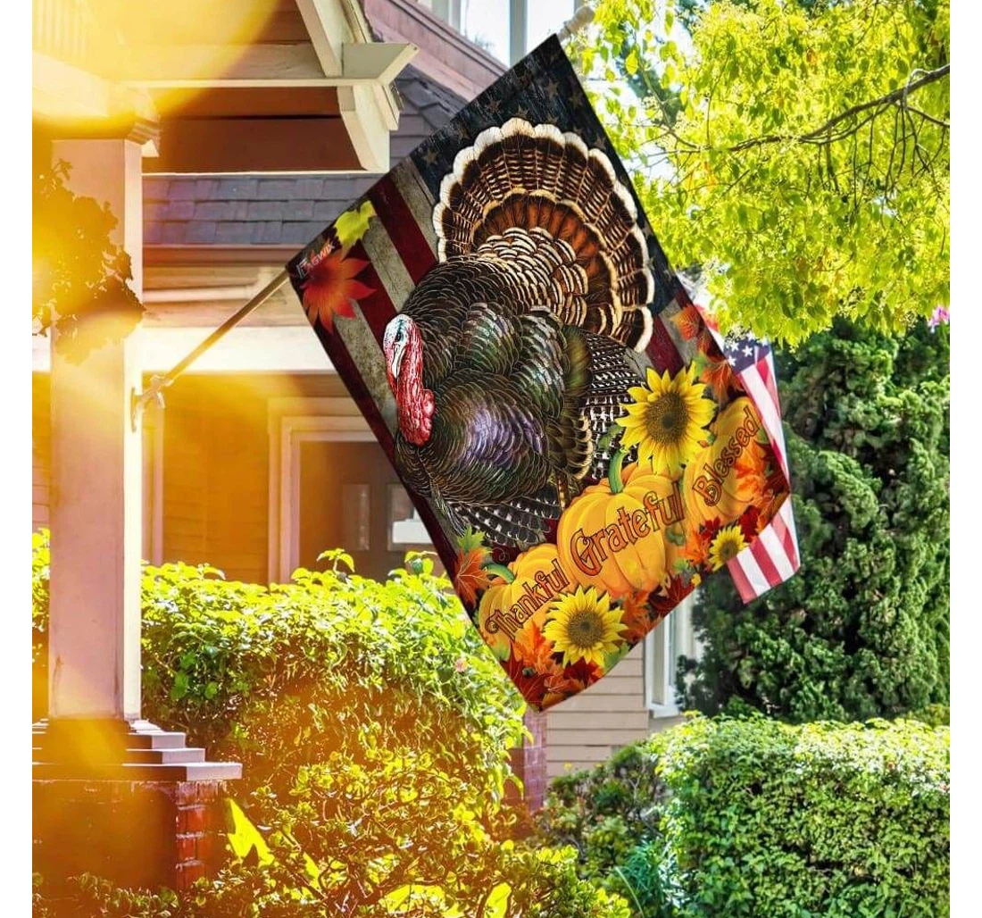 Turkey Thanksgiving America Double-Sided, UV And Fade - Resistant Flag
