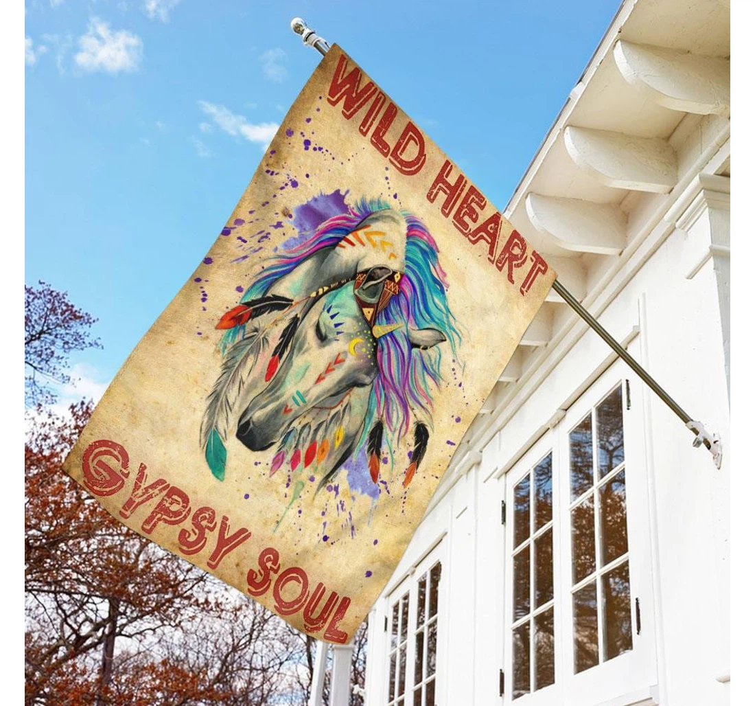 Horse Wild Heart Gypsy Soul Double-Sided, UV And Fade - Resistant Flag