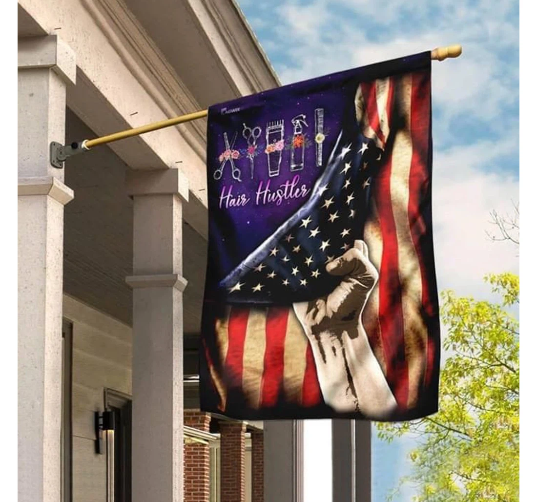 Hair Hustler Hairstylist Independence Day America 4th Of July Us Double-Sided, UV And Fade - Resistant Flag