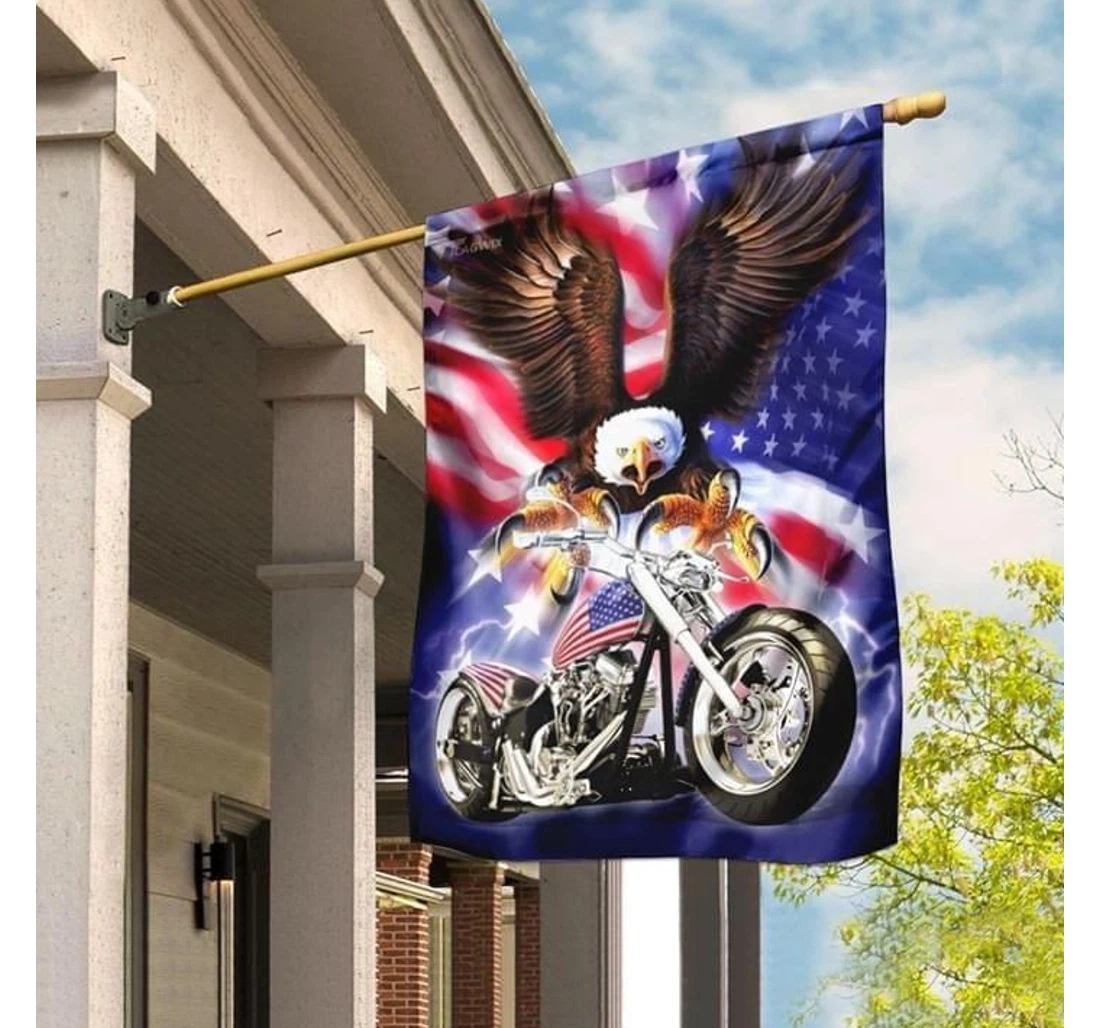 Motorcyle Biker American Eagle Double-Sided, UV And Fade - Resistant Flag