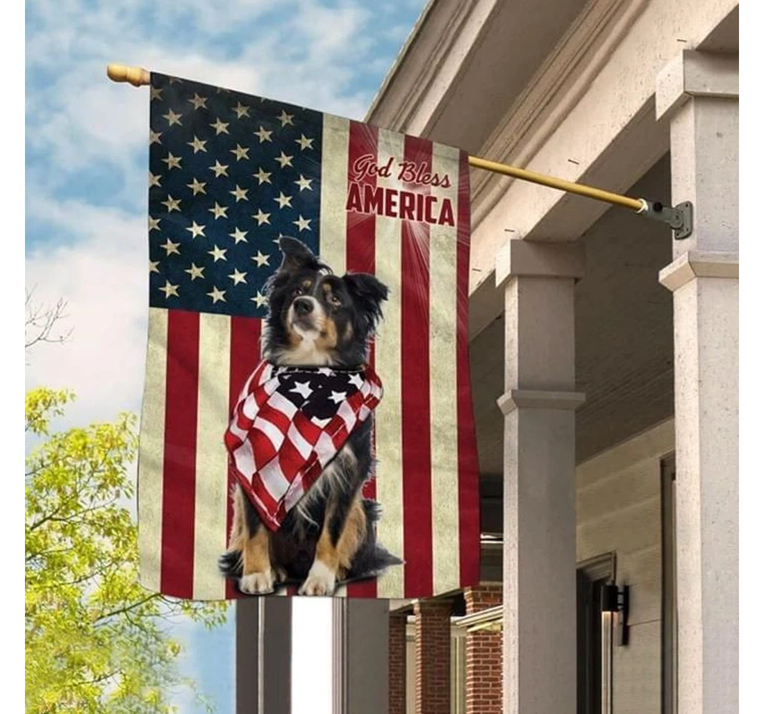Border Collie God Bless Personalized American Double-Sided, UV And Fade - Resistant Flag