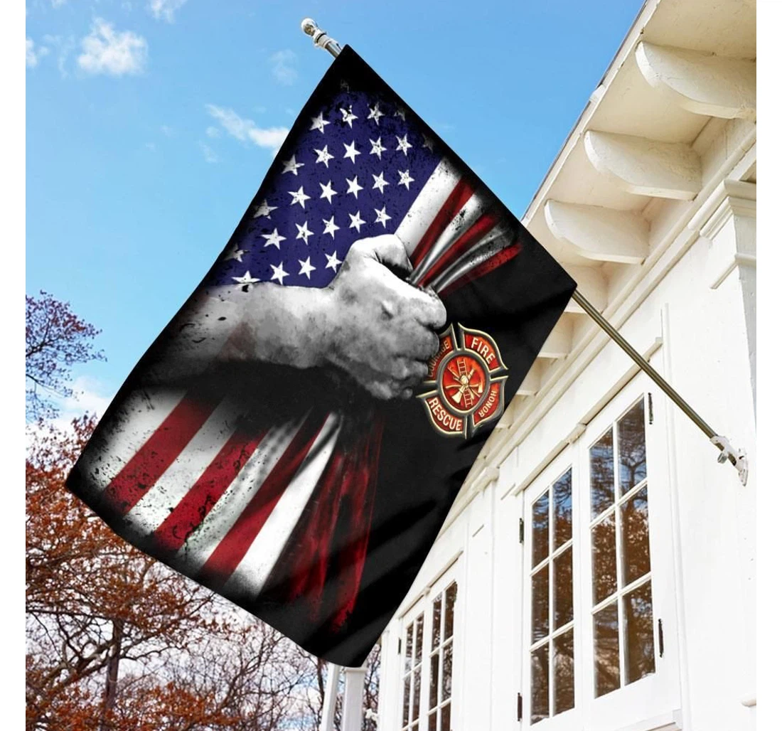 Independence Day Firefighter Double-Sided, UV And Fade - Resistant Flag