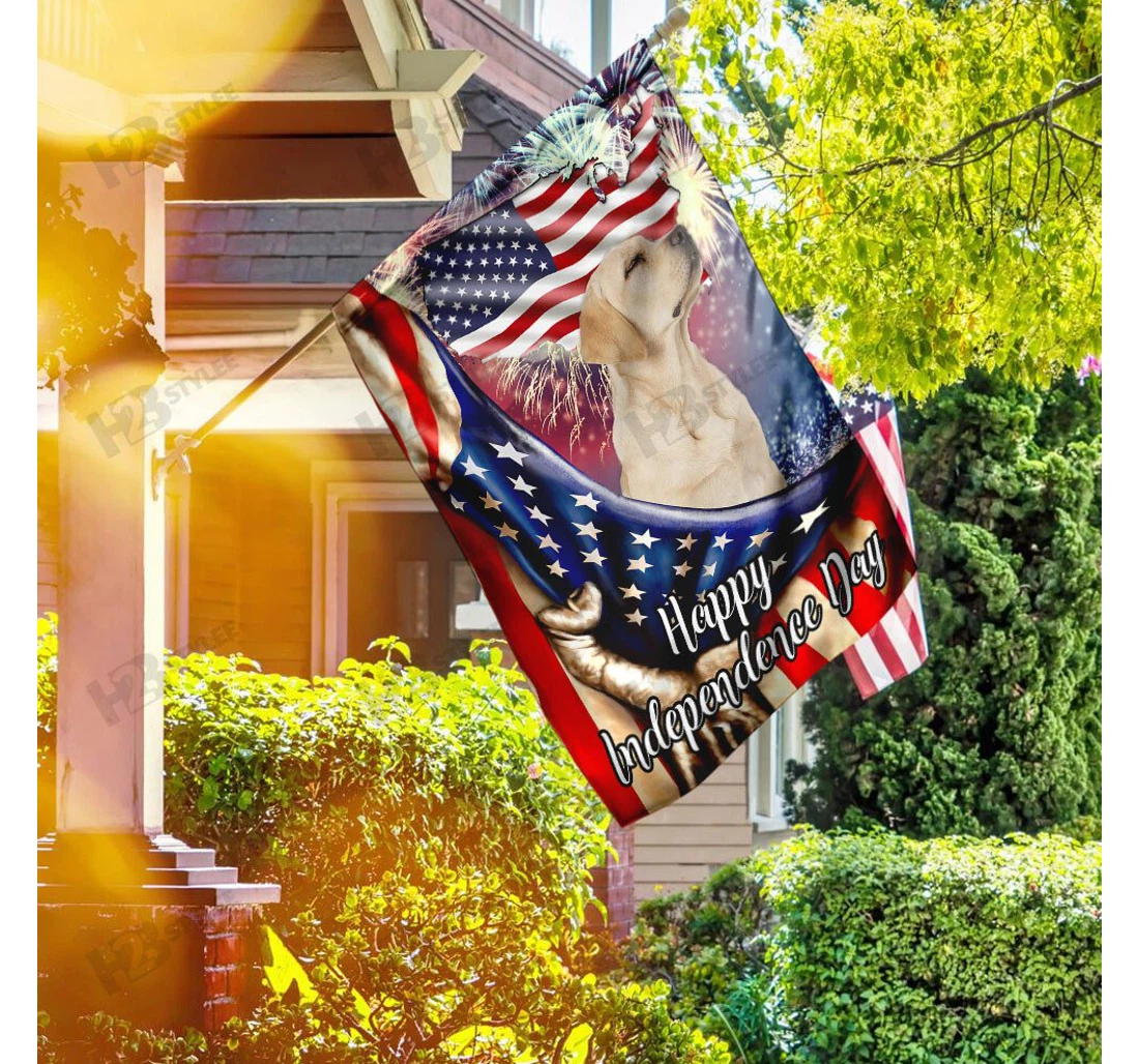 Happy Independence Day With Labrador Retriever Double-Sided, UV And Fade - Resistant Flag