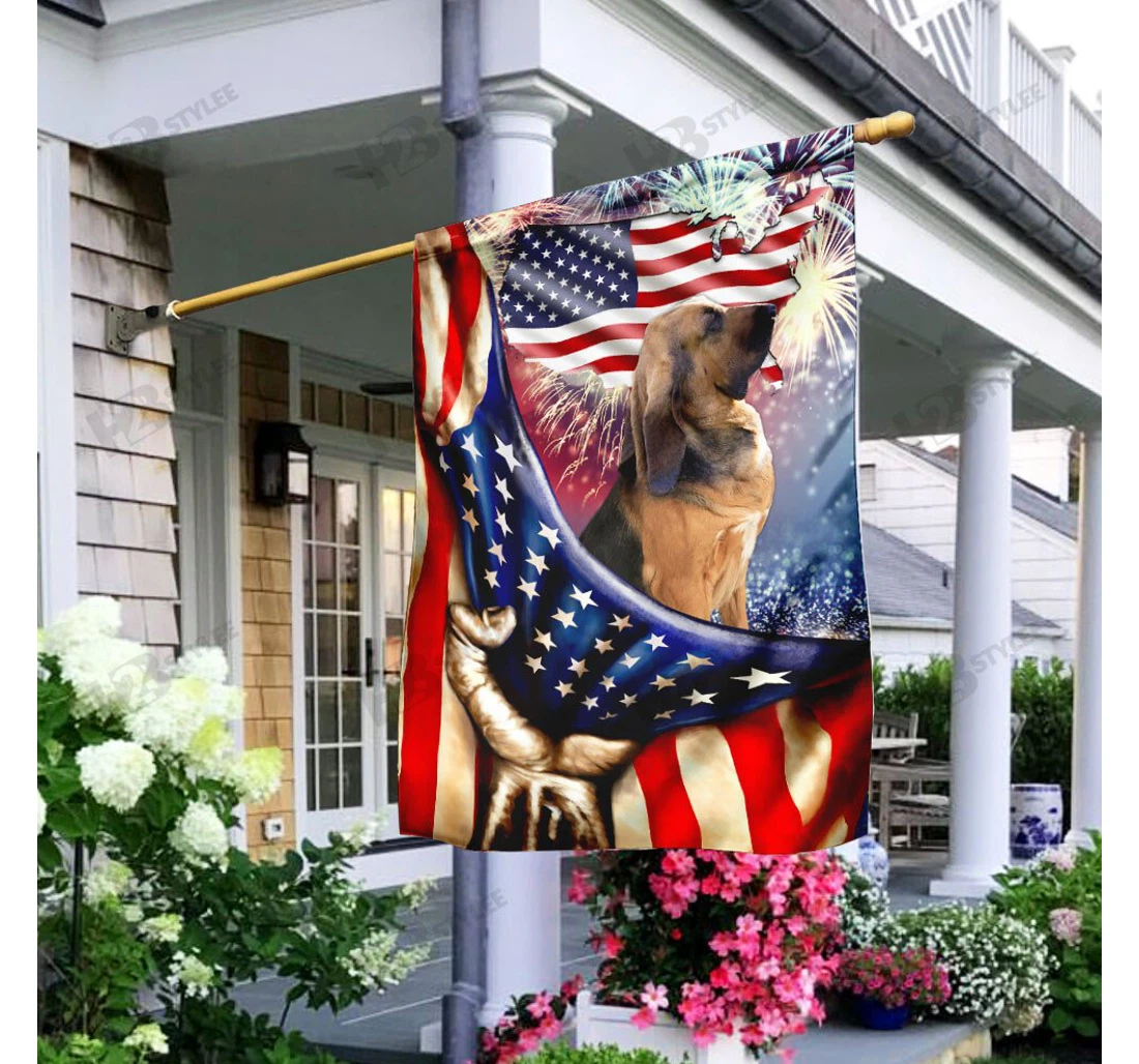 Happy Independence Day Bloodhound Double-Sided, UV And Fade - Resistant Flag