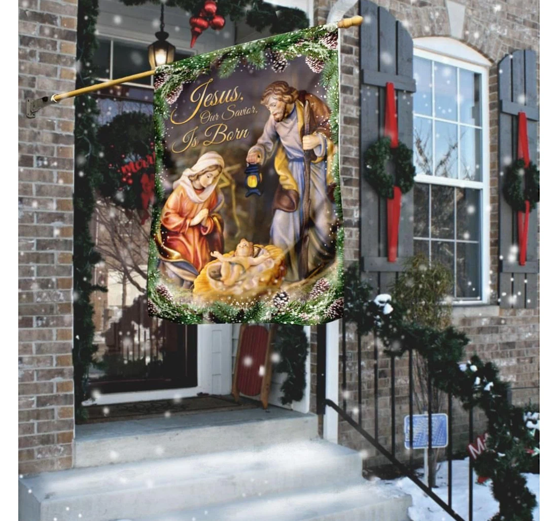 Jesus Our Savior Is Born Double-Sided, UV And Fade - Resistant Flag