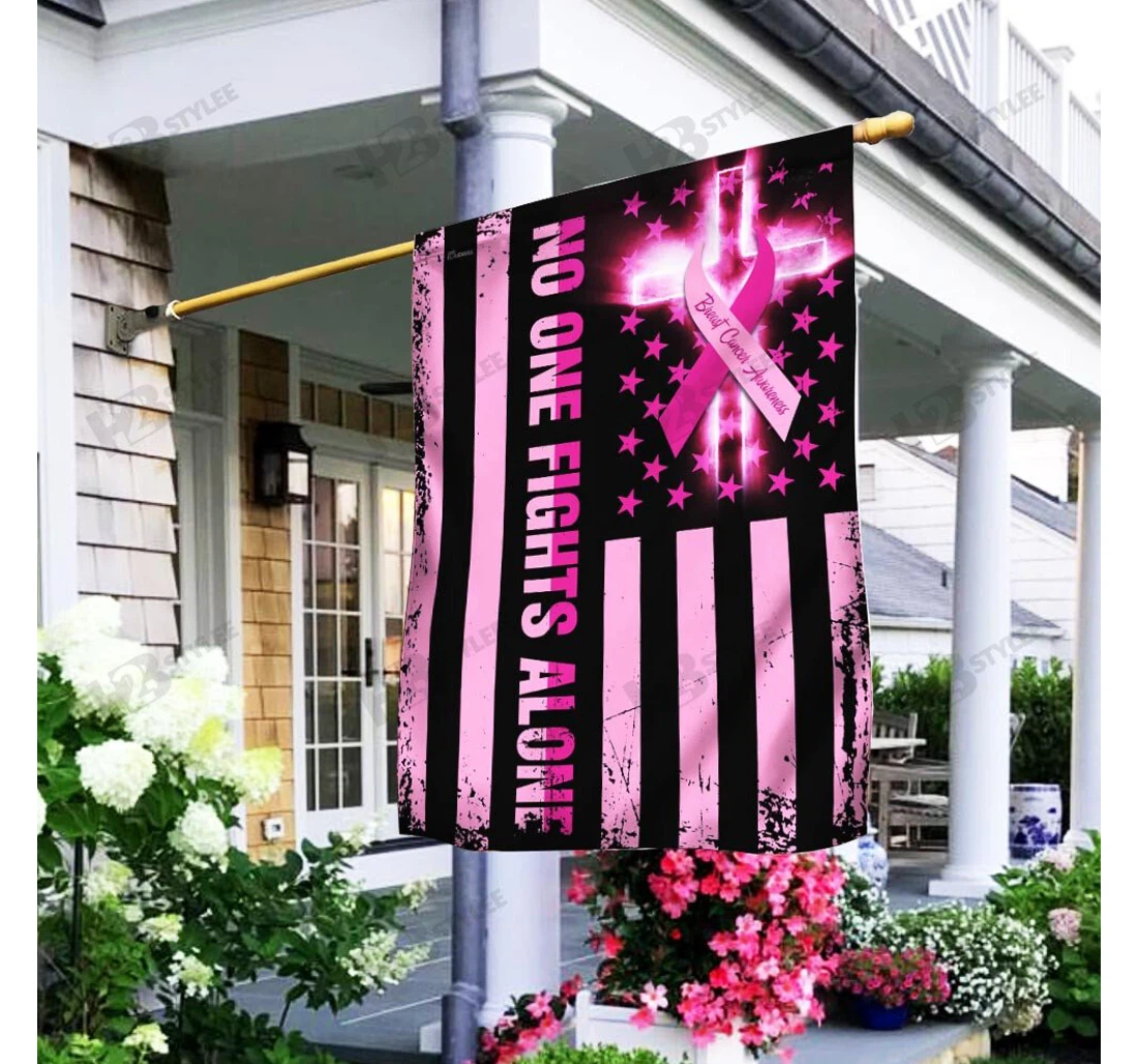 Breast Cancer American Breast Cancer Awareness Month Printed Both-Sides, UV And Fade - Resistant Flag