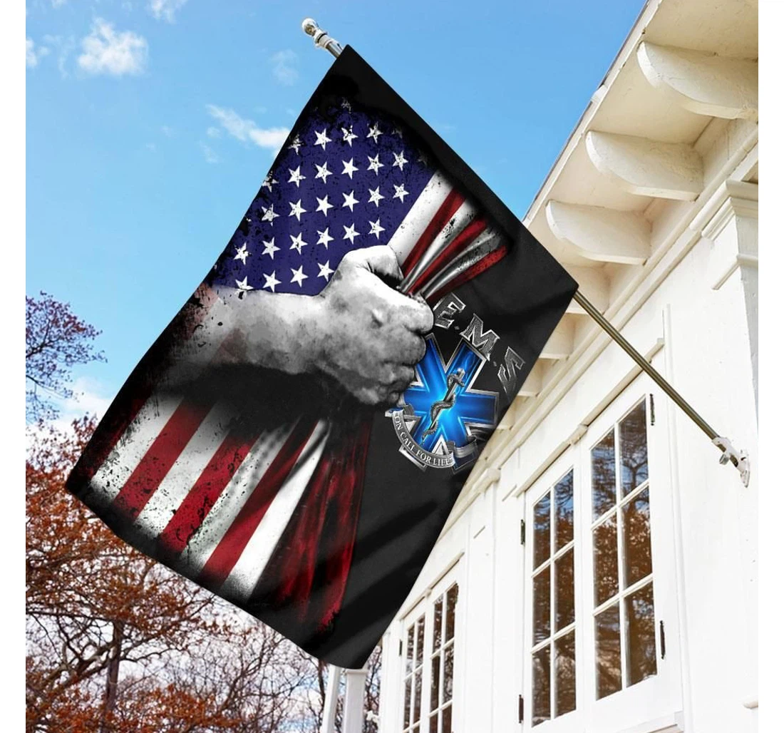 Independence Day Ems Printed Both-Sides, UV And Fade - Resistant Flag