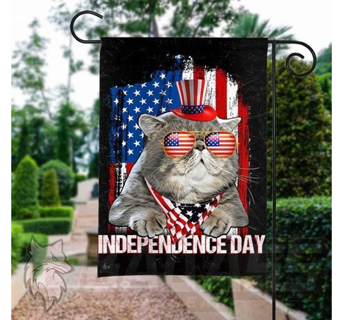 Cat Independence Day Printed Both-Sides, UV And Fade - Resistant Flag