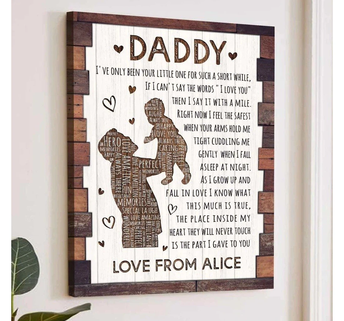 Poster, Canvas - Father's Day From Toddle Girl Father's Day From Baby Print Framed Wall Art