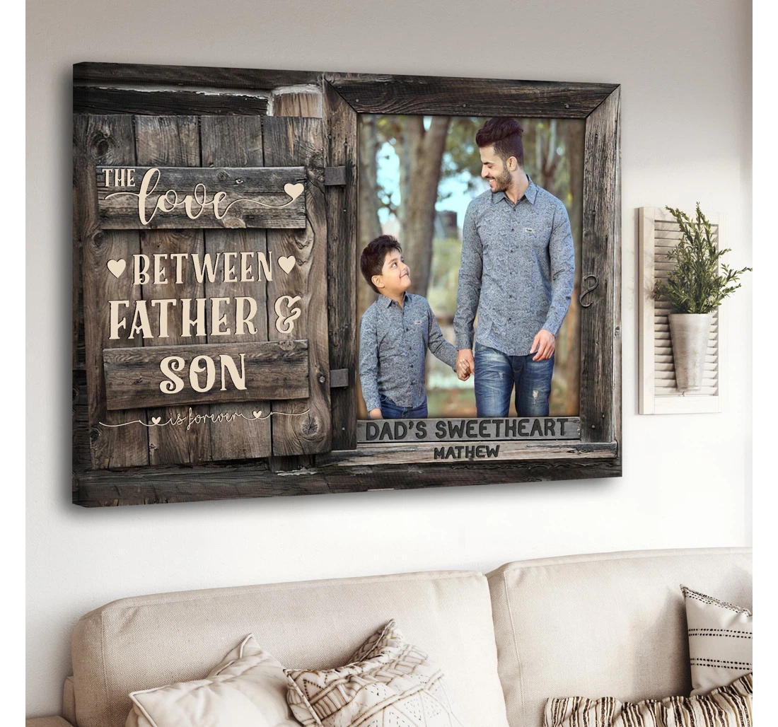 Poster, Canvas - Father And Son, Fathers Day The Love Between Father And Son Is Forever Print Framed Wall Art