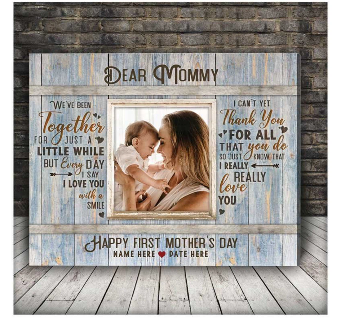 Poster, Canvas - New Mom Gift, First Mother's Day Gift, Mothers Day New Born Mother, Custom Mom And Baby Print Framed Wall Art