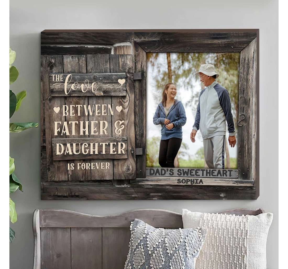 Poster, Canvas - Father And Daughter, Custom Fathers Day Father Daughter Is Forever Print Framed Wall Art