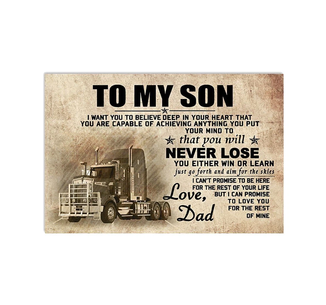 Poster, Canvas - Dad Father's Day Father's Day Trucker To My Son Love Dad Vintage Print Framed Wall Art