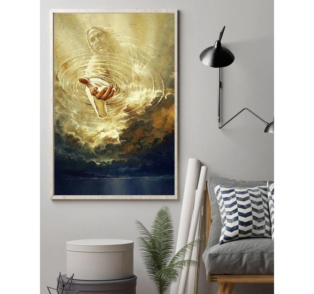 Poster, Canvas - Jesus Faith Over Fear Give Me Your Hand V Print Framed Wall Art