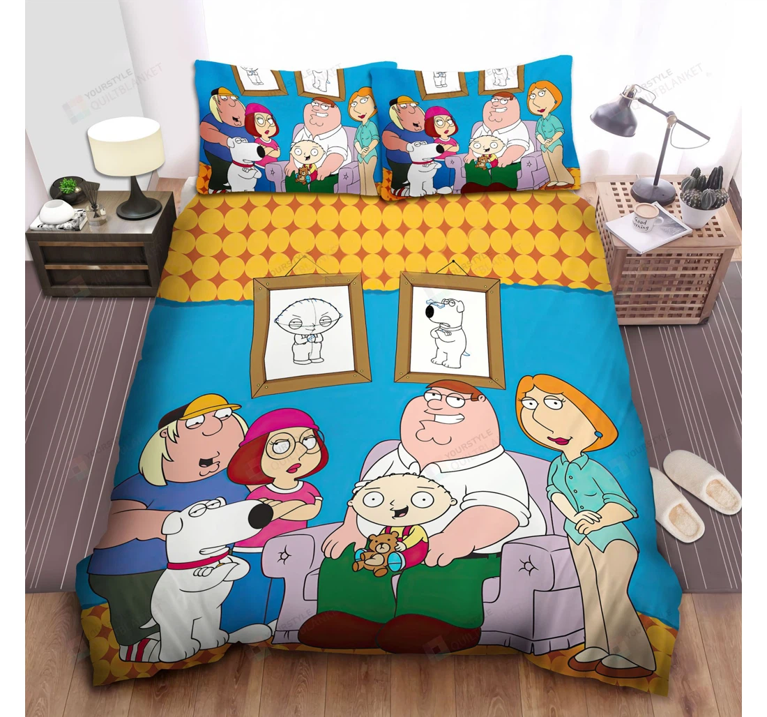 Bedding Set - Stewie Sitting On Father's Legs Spread Included 1 Ultra Soft Duvet Cover or Quilt and 2 Lightweight Breathe Pillowcases