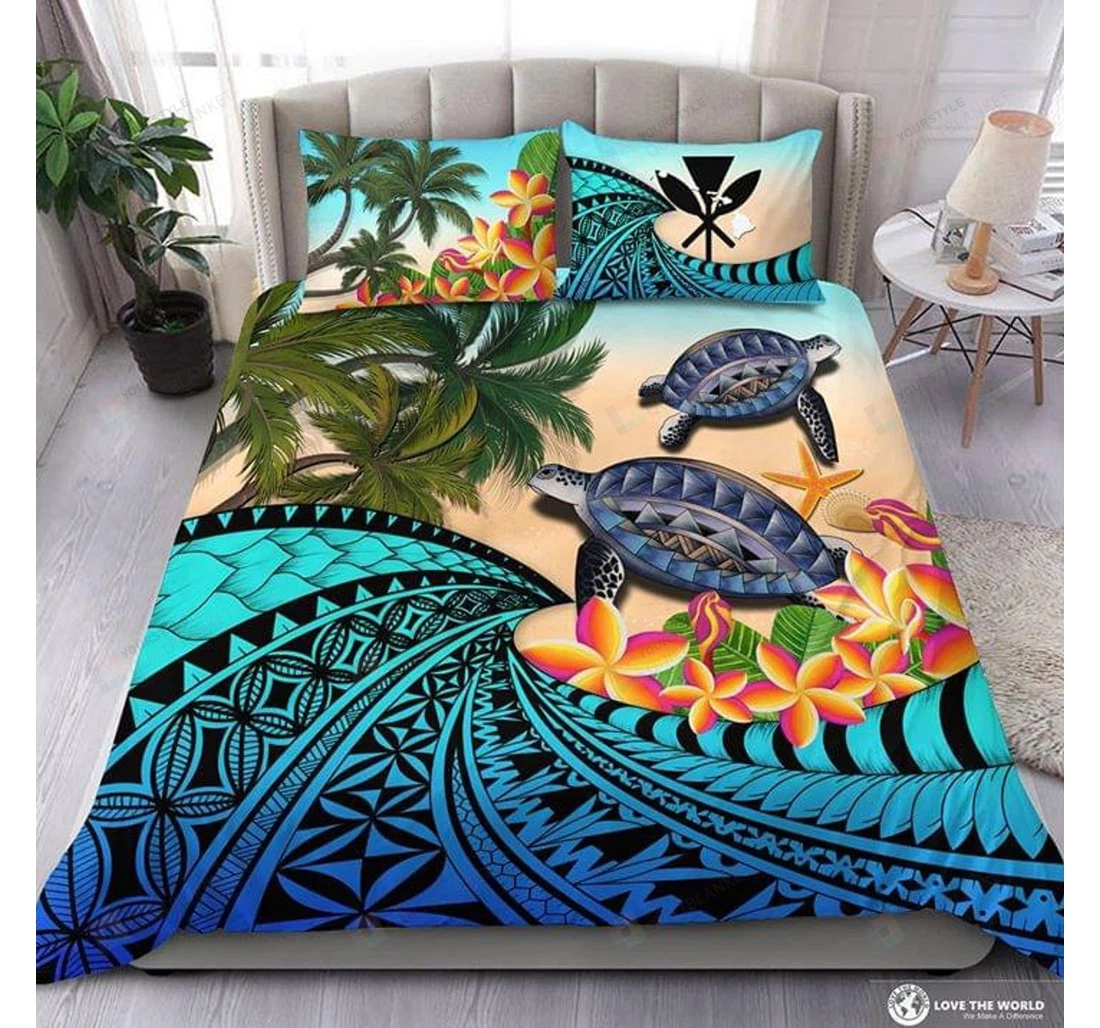 Bedding Set - Summer Turtle All Included 1 Ultra Soft Duvet Cover or Quilt and 2 Lightweight Breathe Pillowcases