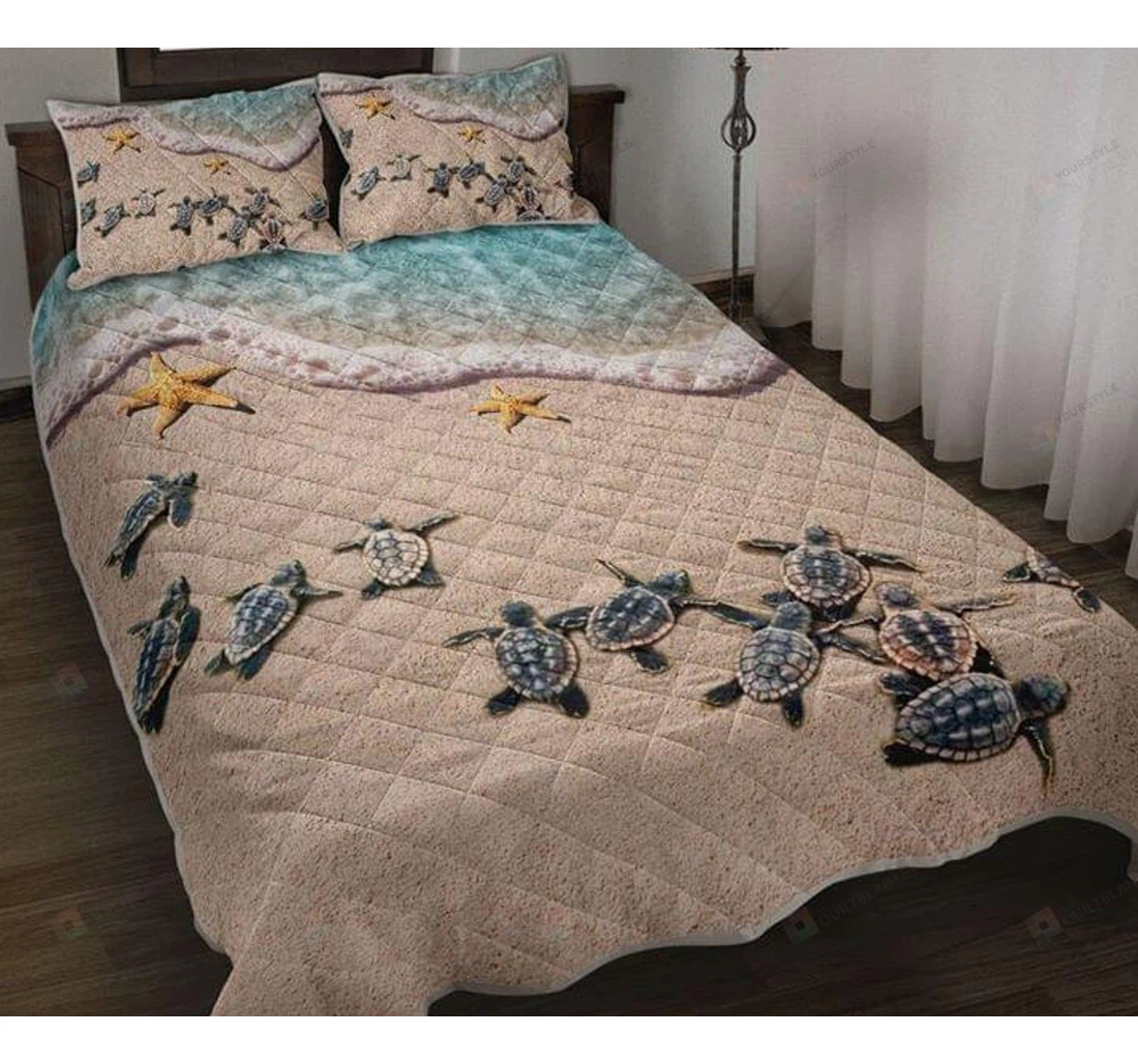 Bedding Set - Summer Turtle All Included 1 Ultra Soft Duvet Cover or Quilt and 2 Lightweight Breathe Pillowcases