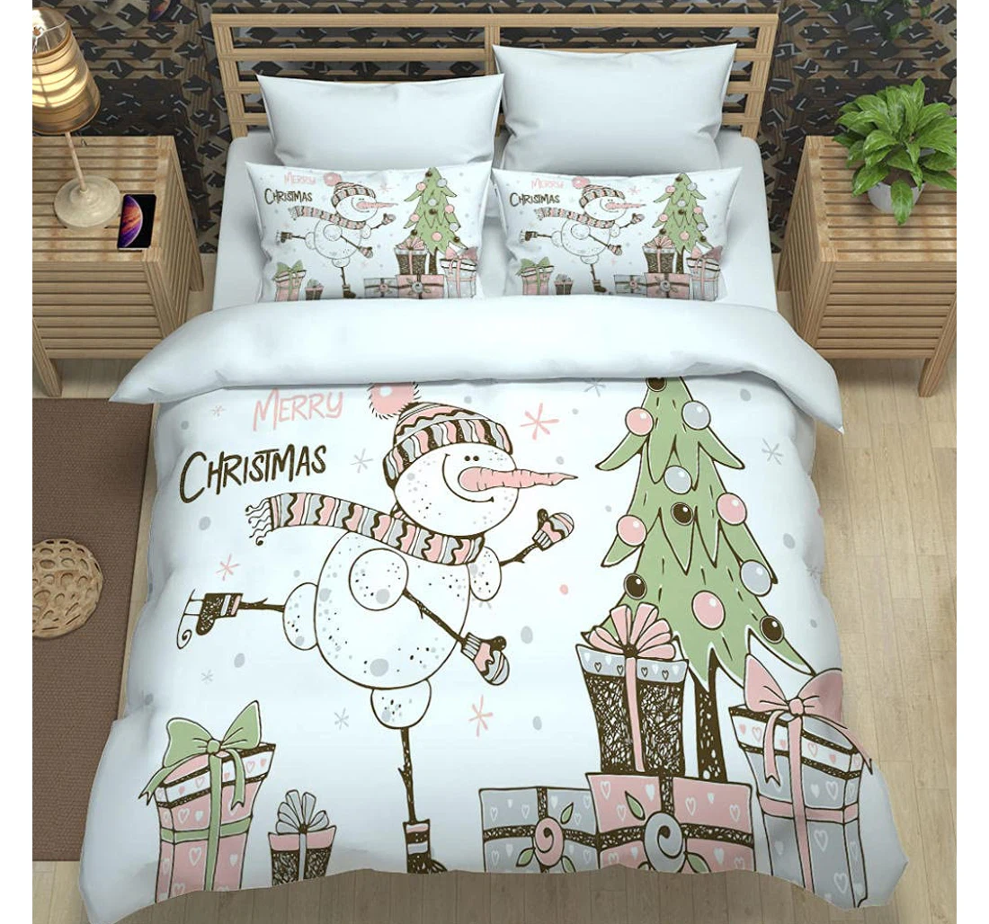 Bedding Set - Cartoon Christmas Snowman ​girls 86 Included 1 Ultra Soft Duvet Cover or Quilt and 2 Lightweight Breathe Pillowcases