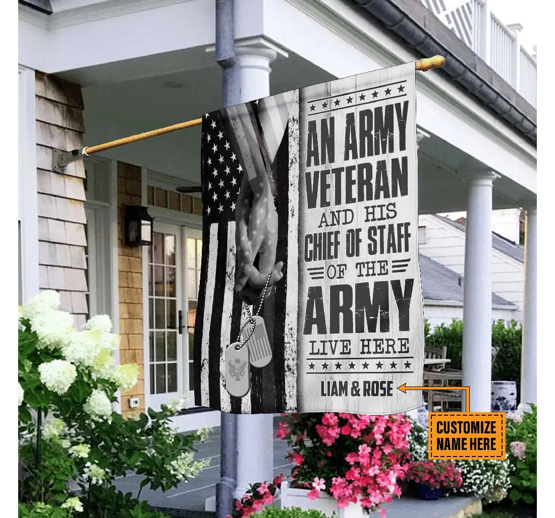 Veteran Personalized An Army And His Wife Family Husband Wife Printed Both-Sides, UV And Fade - Resistant Flag