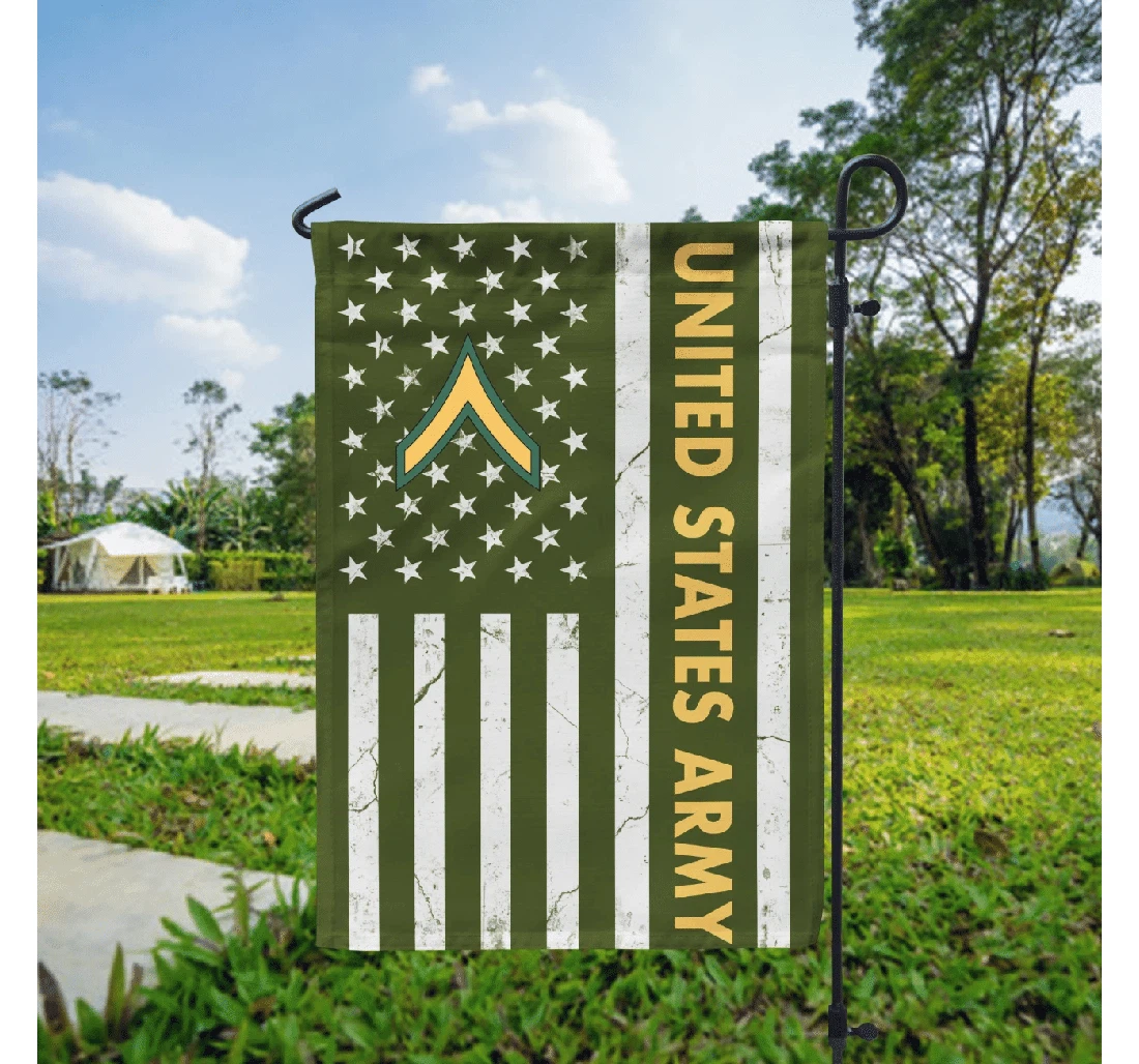 Veteran Personalized United States Army Military Ranks Printed Both-Sides, UV And Fade - Resistant Flag