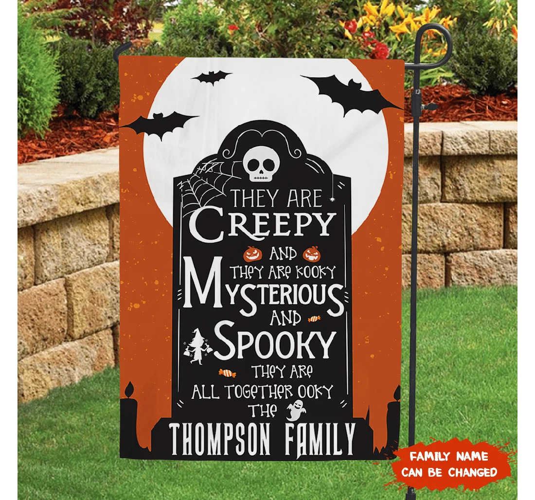 Spooky Family Personalized Custom Halloween Halloween Printed Both-Sides, UV And Fade - Resistant Flag