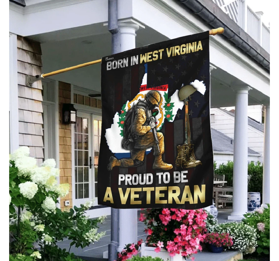 Veteran Born In West Virginia Proud To Be Veteran Patriotic Fallen Combat Boot Printed Both-Sides, UV And Fade - Resistant Flag