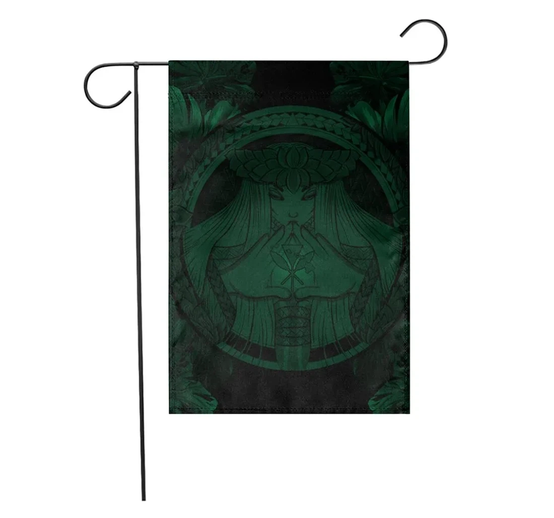 Hawaiian Map Madame Pele Polynesian Green Ah J7c Printed Both-Sides, UV And Fade - Resistant Flag