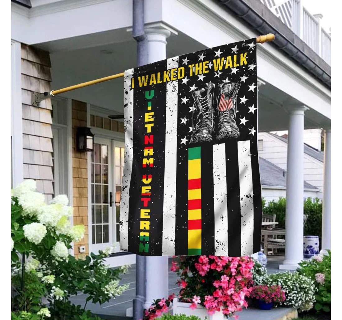 Veteran Vietnam Veteran I Walked The Walk Honor Proudly Served Printed Both-Sides, UV And Fade - Resistant Flag