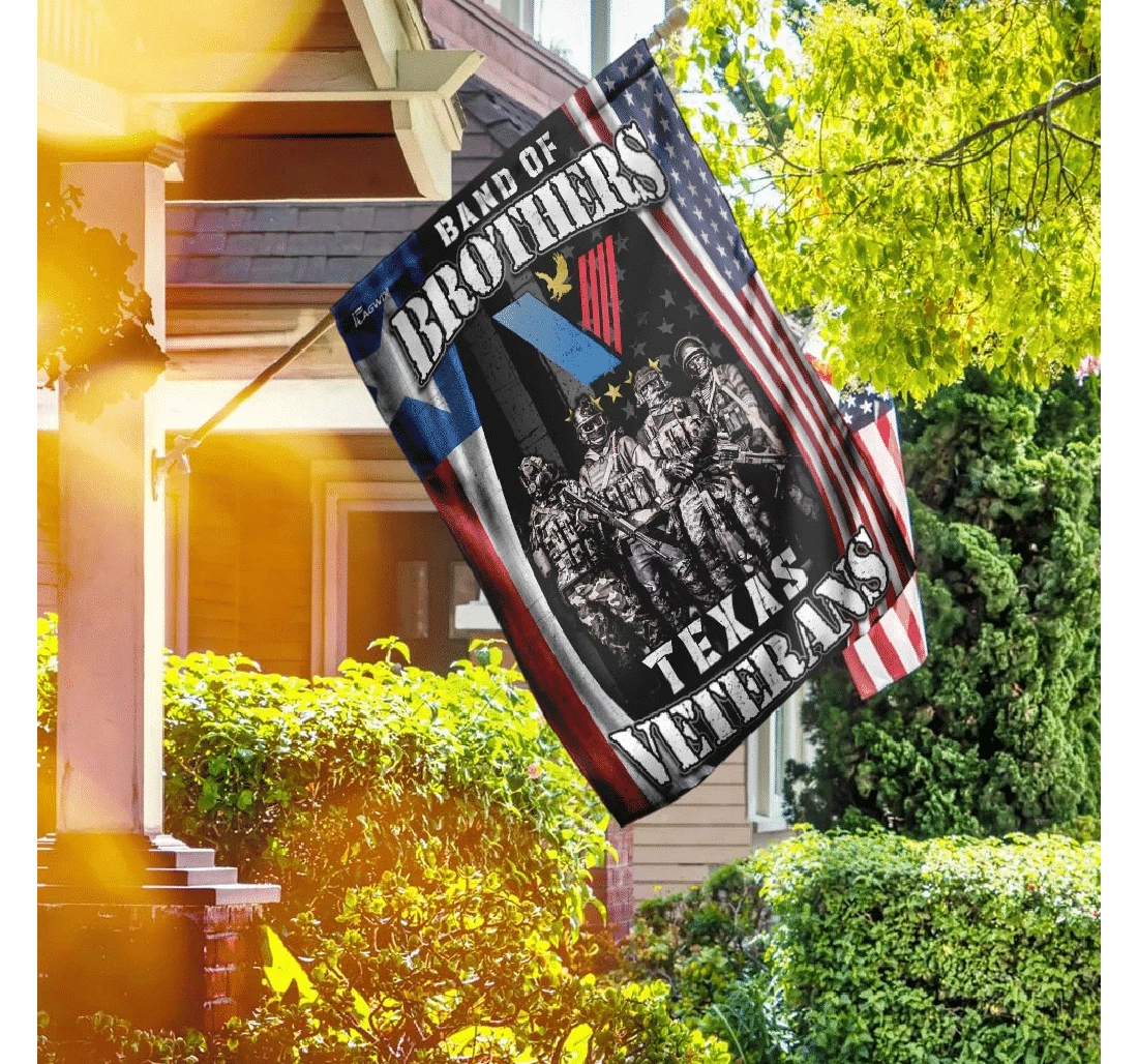 Veteran Band Of Brothers Texas Veterans Honor Printed Both-Sides, UV And Fade - Resistant Flag