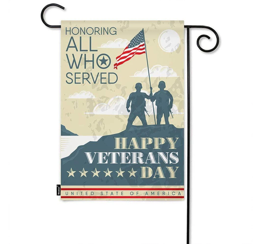 Veteran Honoring All Who Served Printed Both-Sides, UV And Fade - Resistant Flag