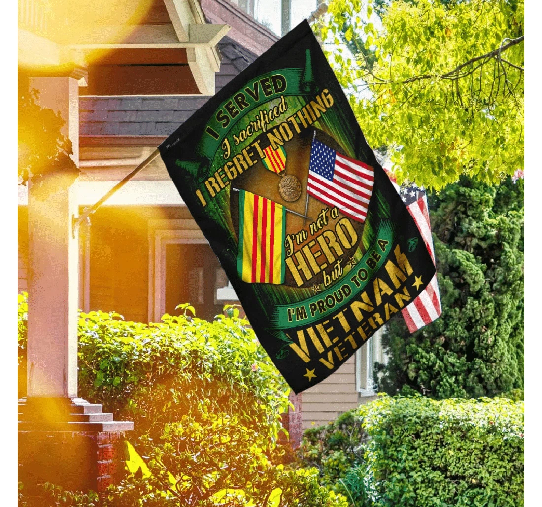 Veteran I Served Not Hero Vietnam Veteran Honor Printed Both-Sides, UV And Fade - Resistant Flag