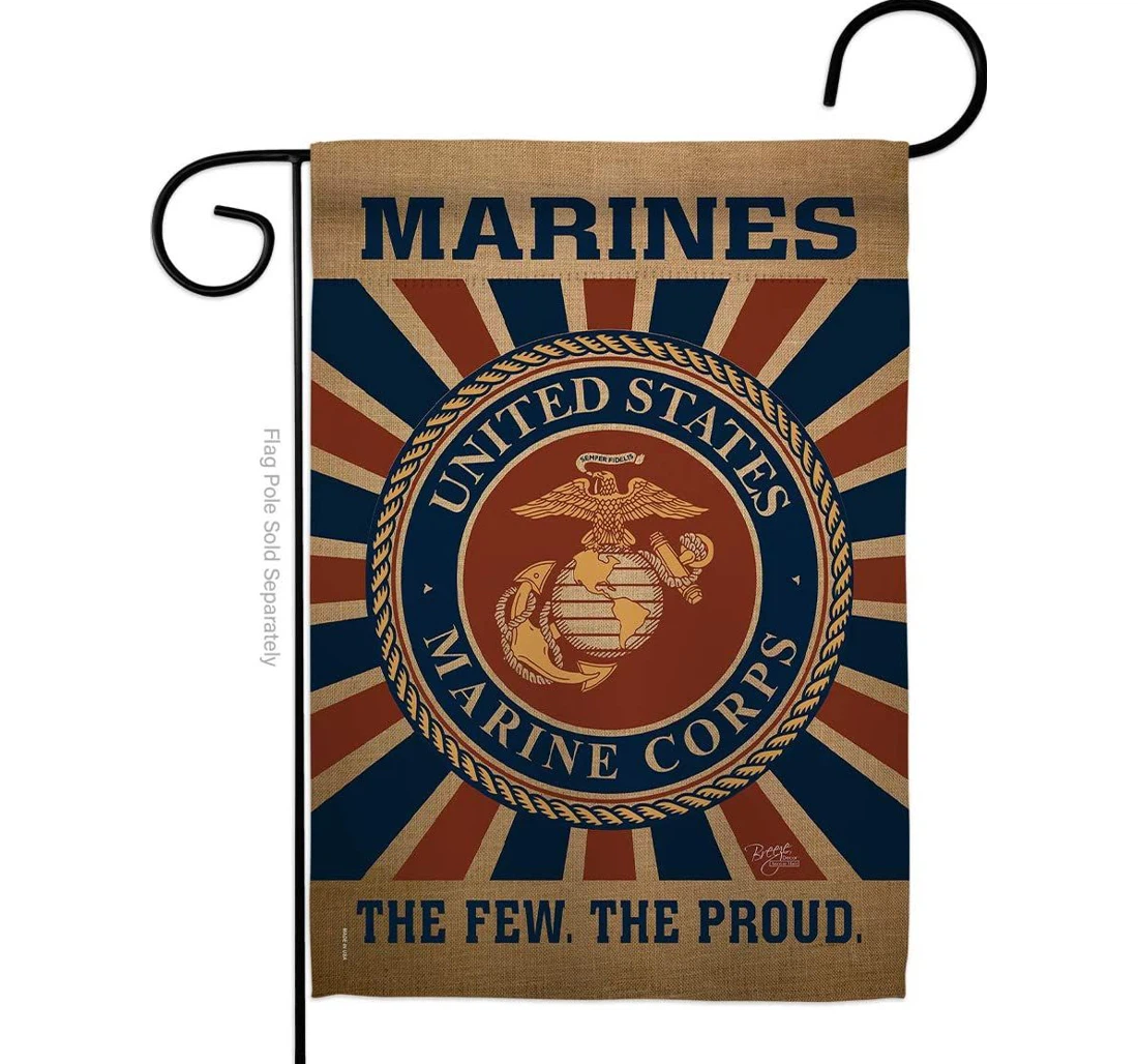 Veteran Marine The Few The Proud Printed Both-Sides, UV And Fade - Resistant Flag