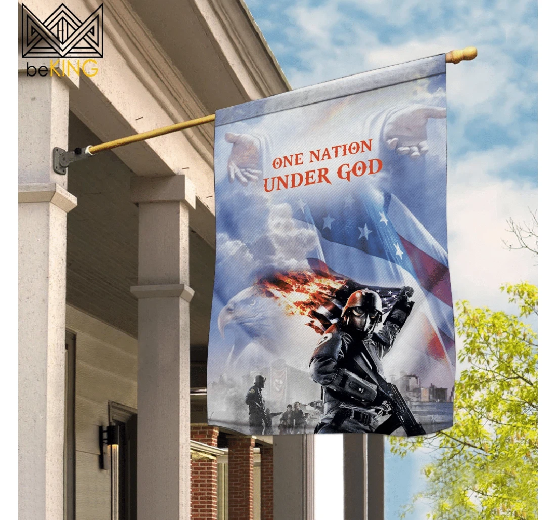 Veteran One Nation Under God Printed Both-Sides, UV And Fade - Resistant Flag