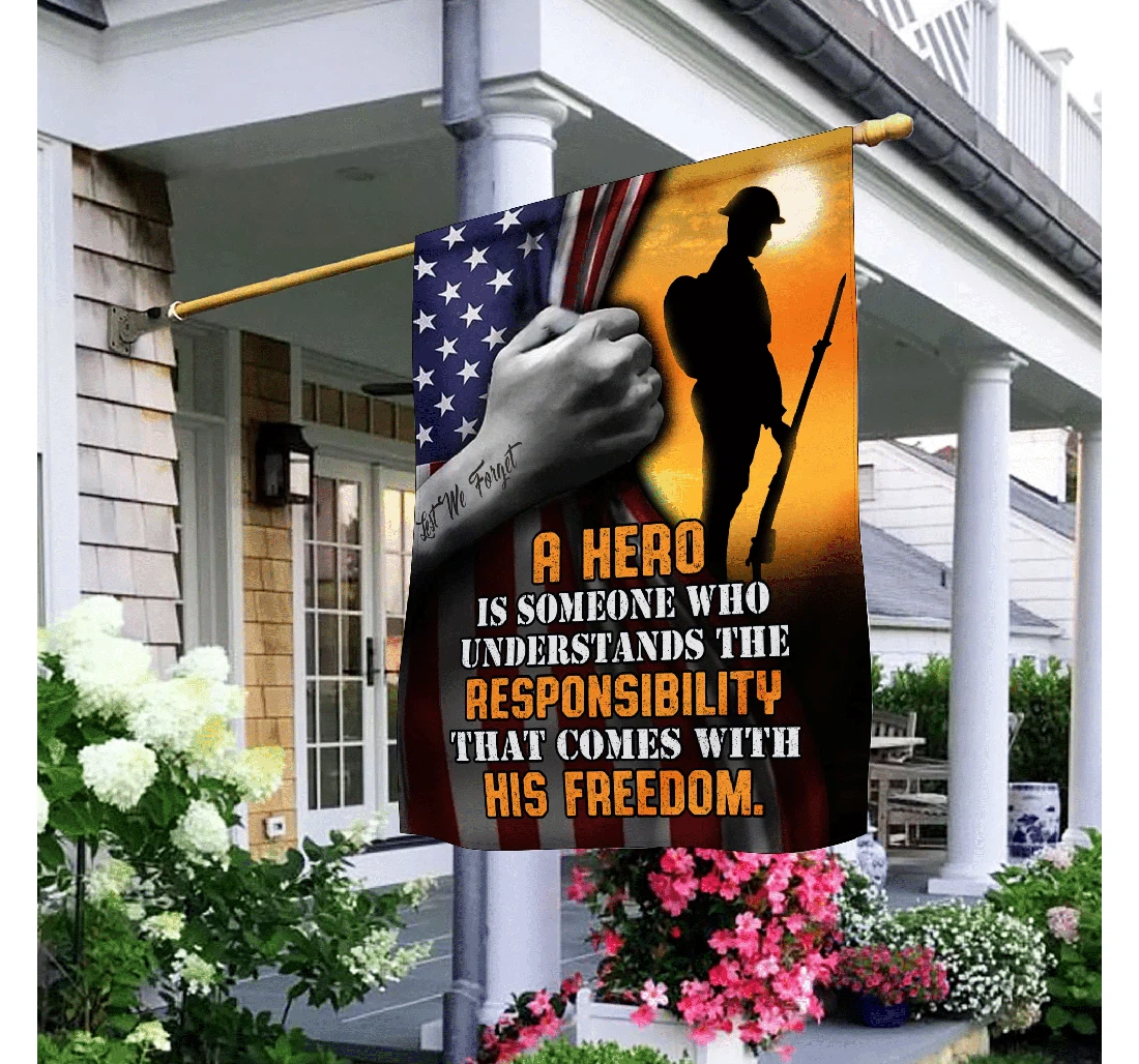 Veteran Lest We Forget Freedom Come With Reponsibility Memorial Us Printed Both-Sides, UV And Fade - Resistant Flag