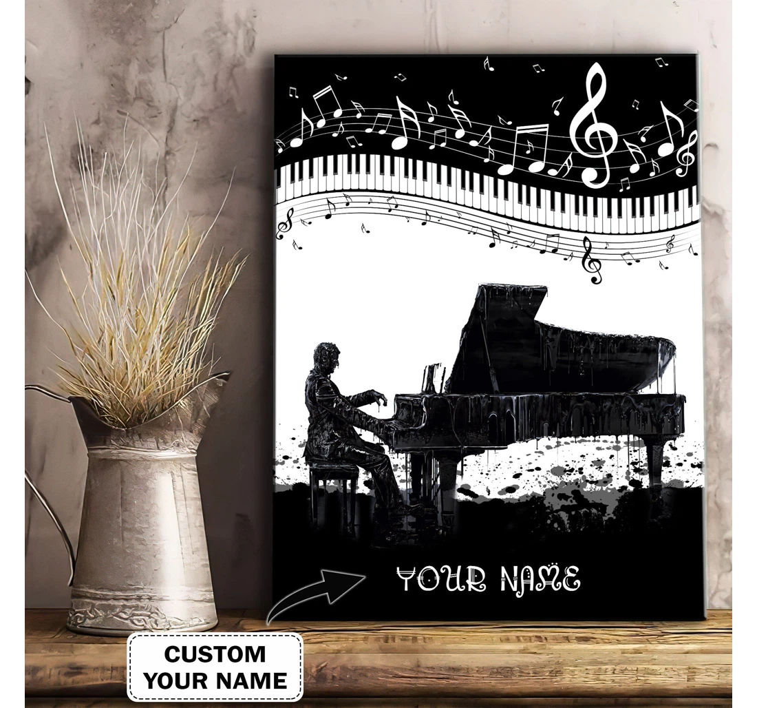 Poster, Canvas - Black And White Pianoist Custom Nvc97 Print Framed Wall Art