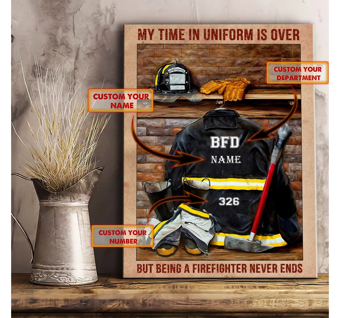 Poster, Canvas - Custom Firefighter Co98 Print Framed Wall Art