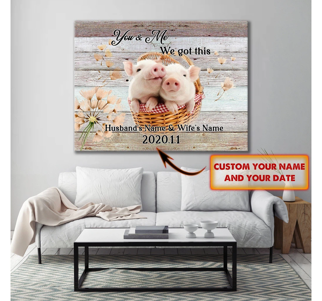 Poster, Canvas - Love Story Of Pig Couple Custom Nt168 Ct053 Print Framed Wall Art