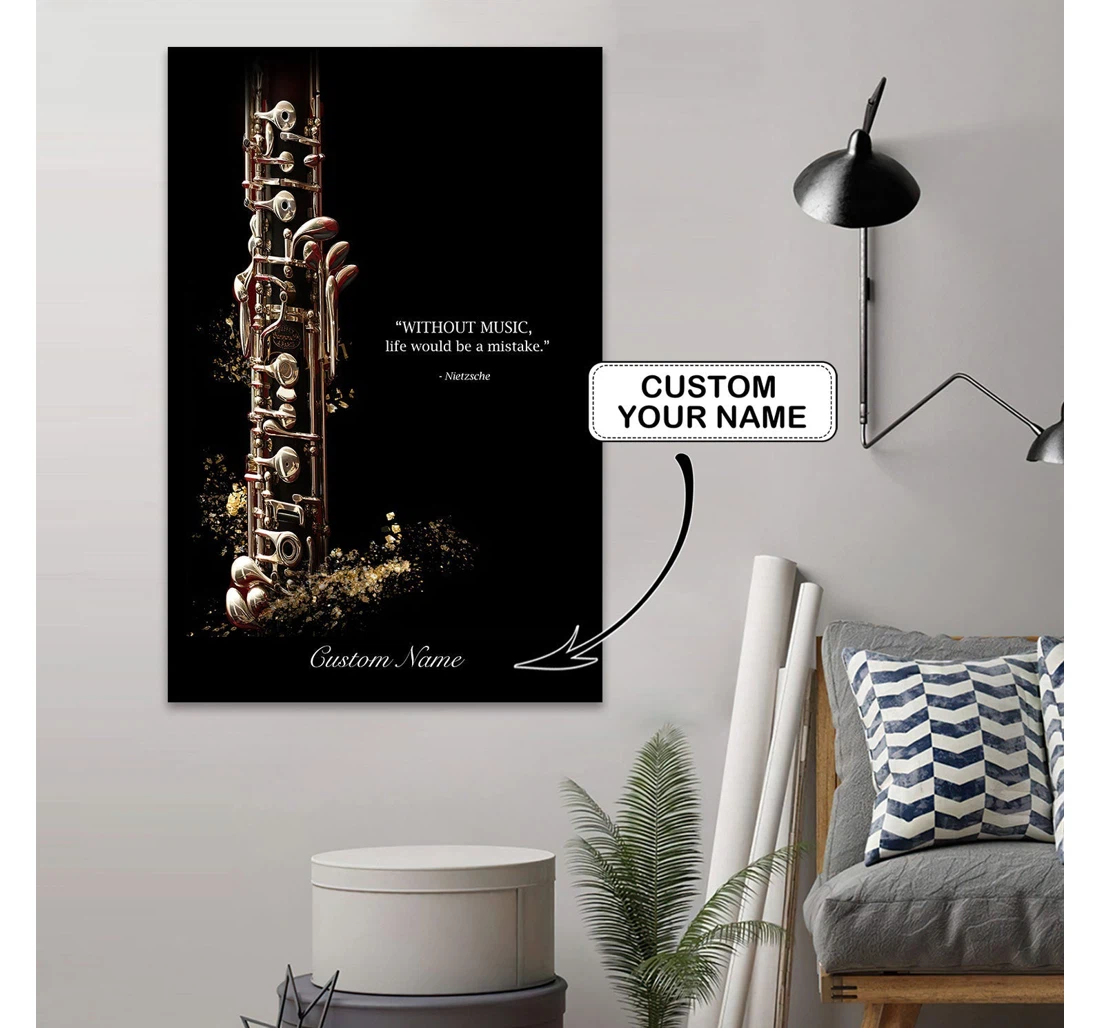 Poster, Canvas - Custom Vertical Clarinetist Loop H9h3-468 Print Framed Wall Art