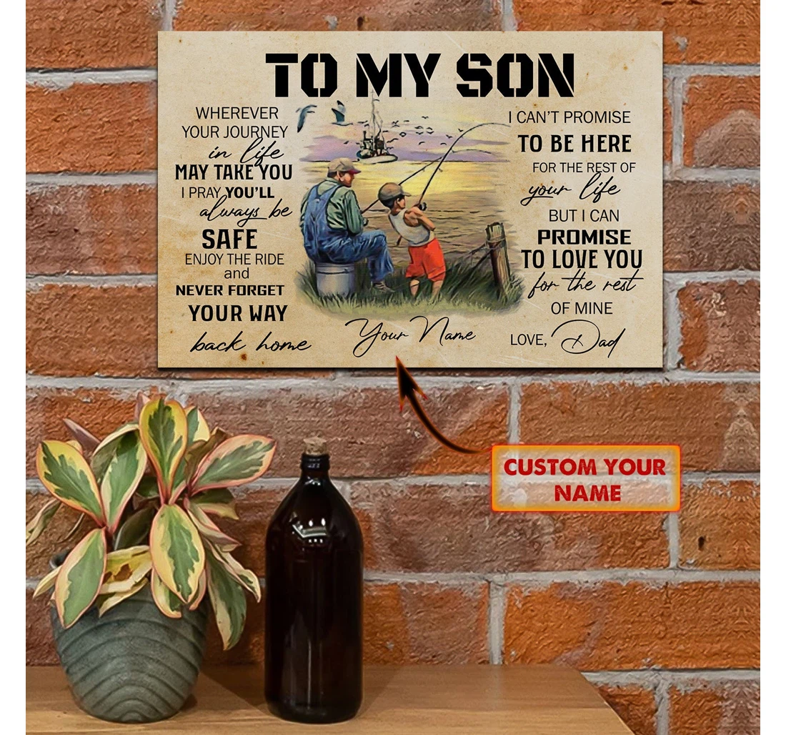 Poster, Canvas - To My Son Fishing Custom 01 Cv98 Print Framed Wall Art