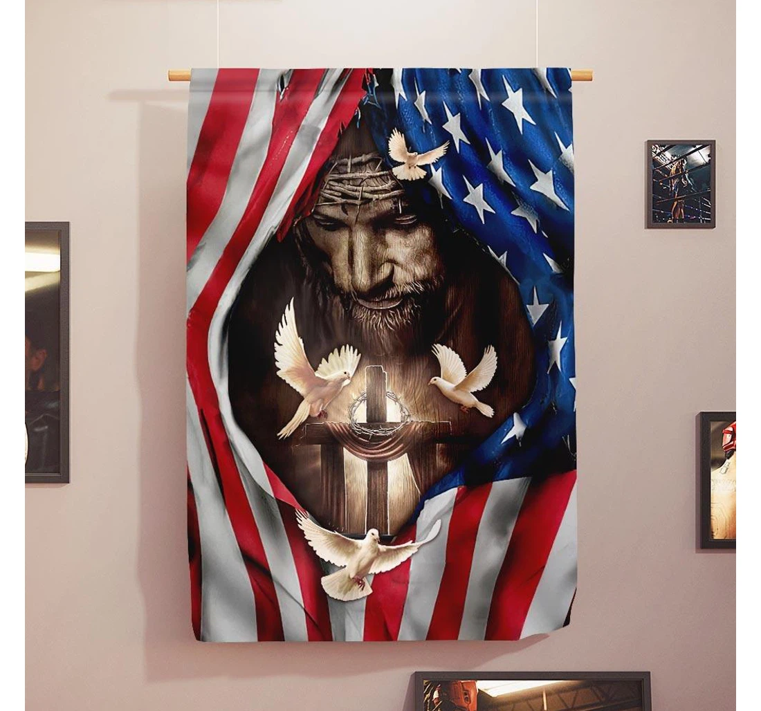 Jesus Jesus Cross Pigeon Inside American Printed Both-Sides, UV And Fade - Resistant Flag