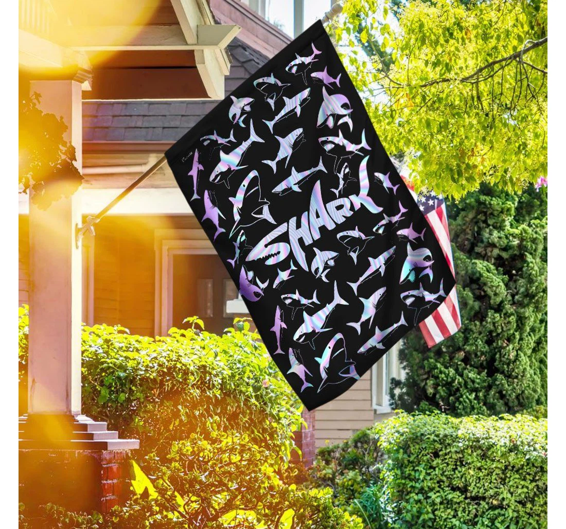 Shark Shark Silhouette Radiant Color Black Shark Week Printed Both-Sides, UV And Fade - Resistant Flag