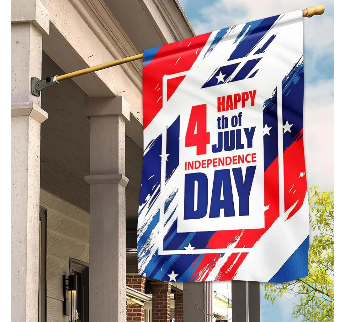 4th Of July Happy Fourth Of July Read Blue White Stripes Independence Day's Gift Printed Both-Sides, UV And Fade - Resistant Flag