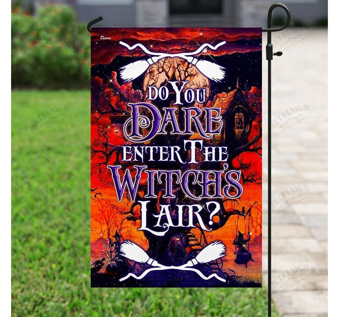 Halloween Do You Dare Enter The Witch's Lair Printed Both-Sides, UV And Fade - Resistant Flag