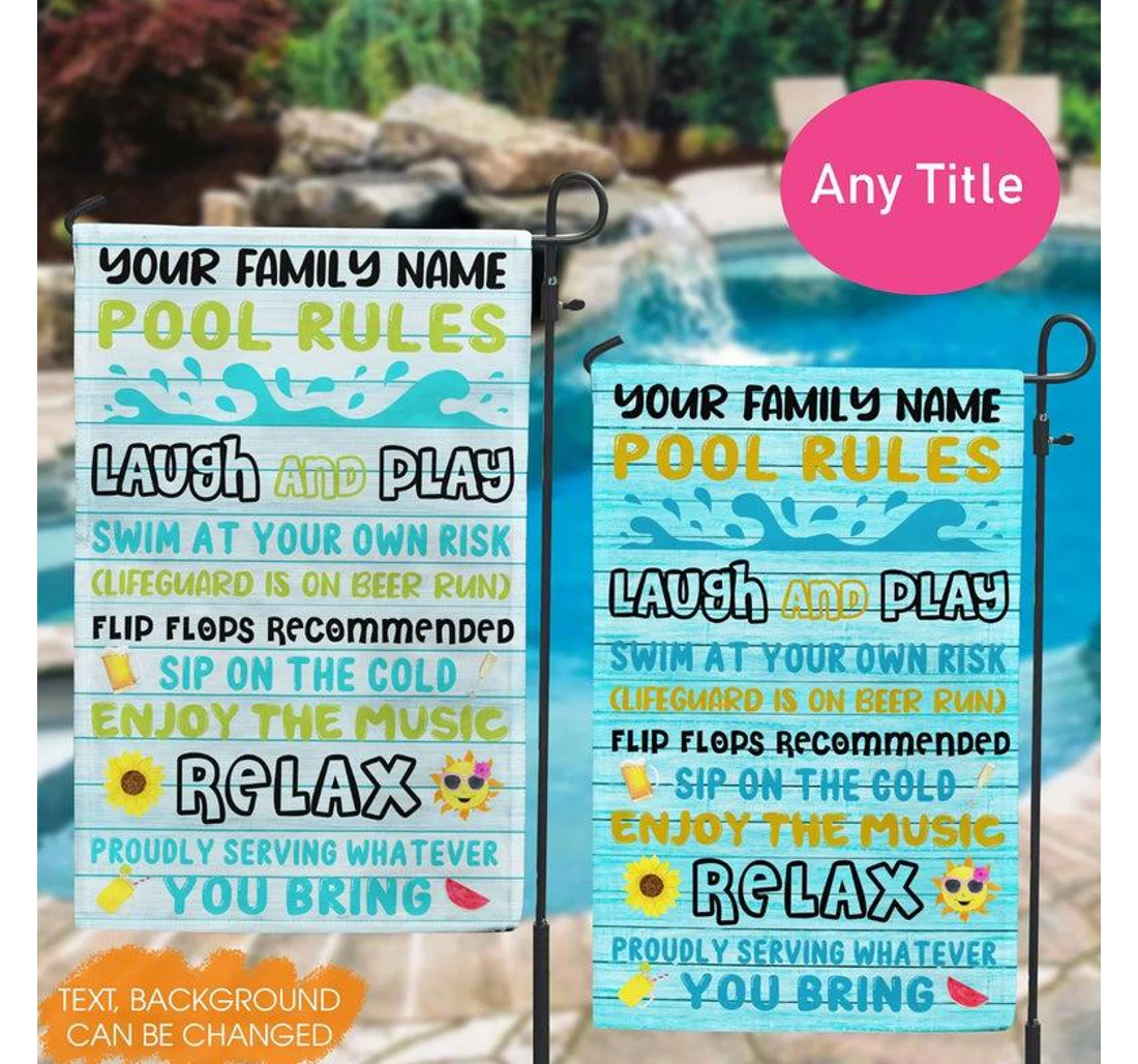 Pool Rules Personalized Custom Image Funny Birthday Gi Double-Sided, UV And Fade - Resistant Flag